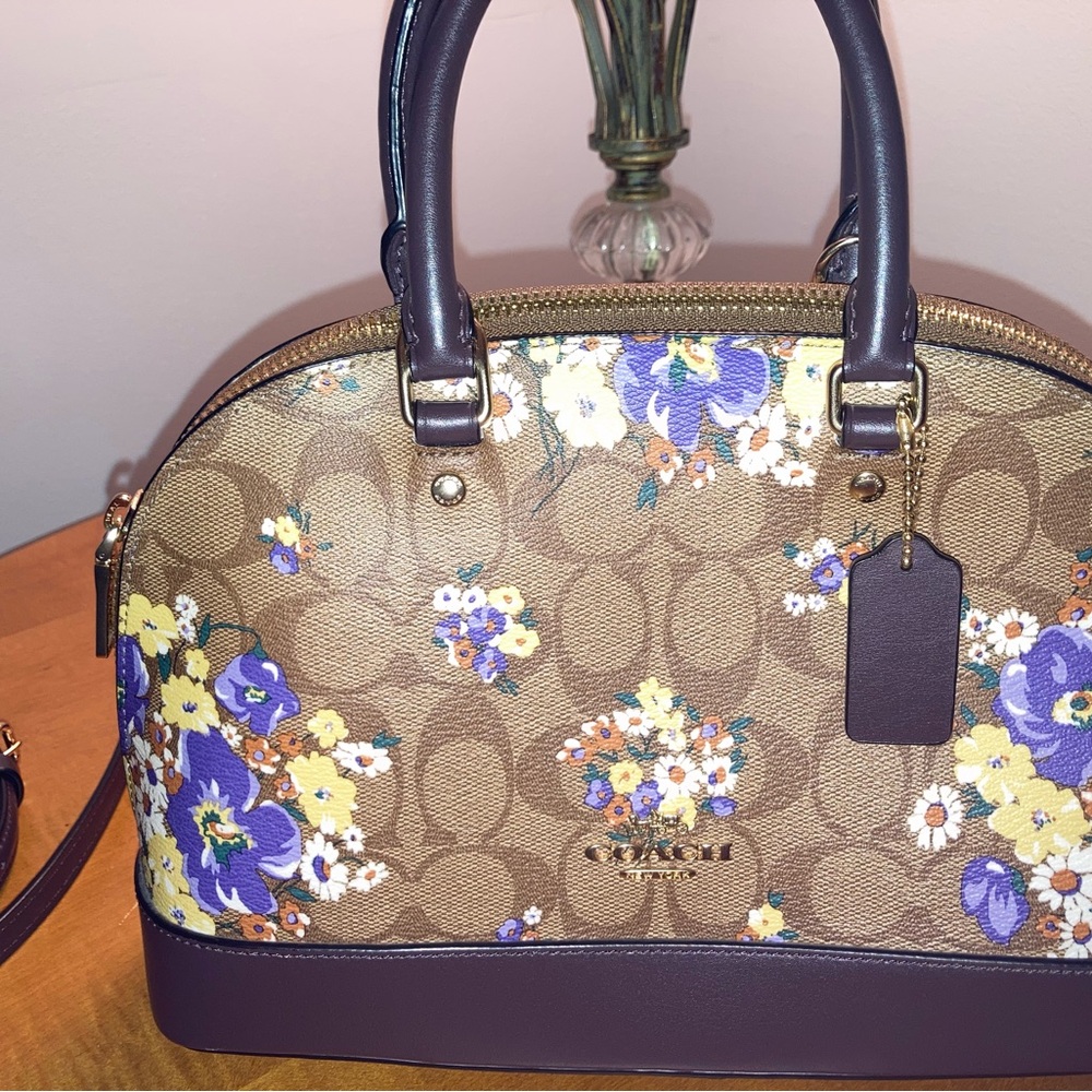 Coach F31968 Sierra Purple & Brown Patent Leather Satchel - Picture 4 of 11